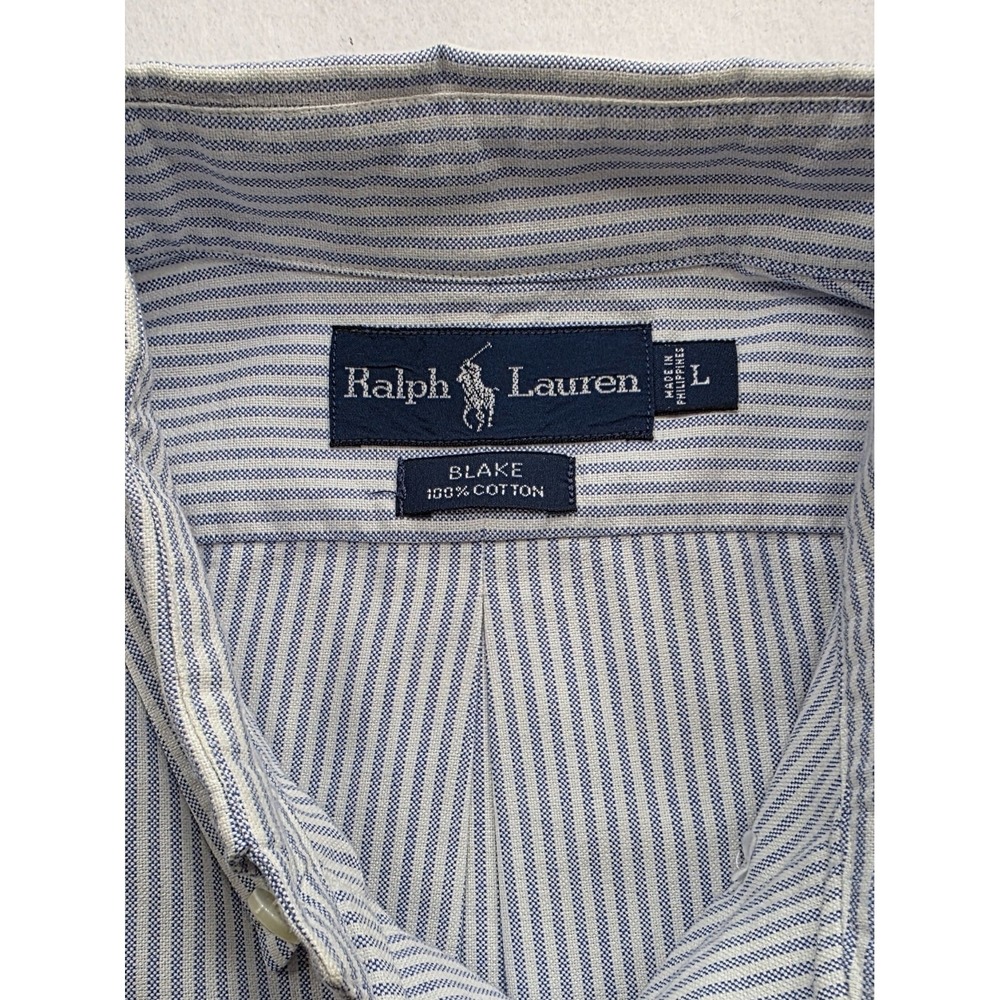 Ralph Lauren Blake Men's Light Blue Gingham Pinstripe Short Sleeve.Shirt. Size L - Picture 4 of 7